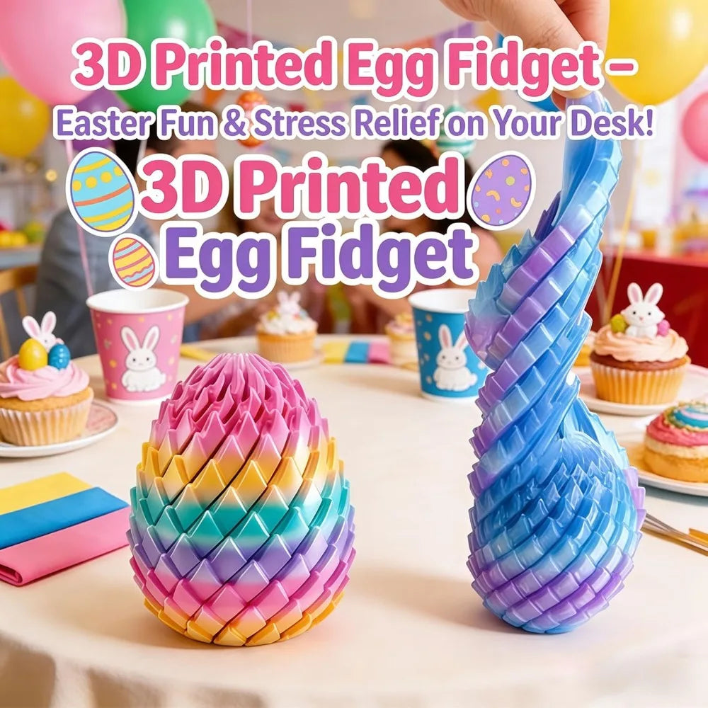 Twisty Fidget Egg 3D Printed Slippery Easter Stuffers Basket