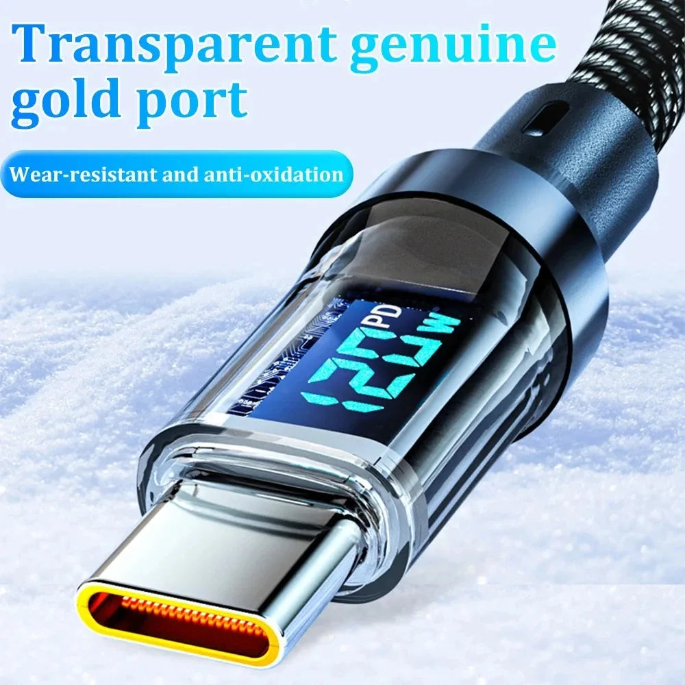 120W USB Type C Cable Super Fast Charging Cable With LED Display 100W PD Type-C Data Cord For Universal USB Charging USB C Cable Zpaxo