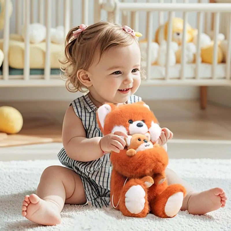 Stuffed Fox Snug Mommy & Babies Family Animal Huggable Soft Cute Plush Simulation Adorable Toy For Wedding Christmas Mother's Da Zpaxo