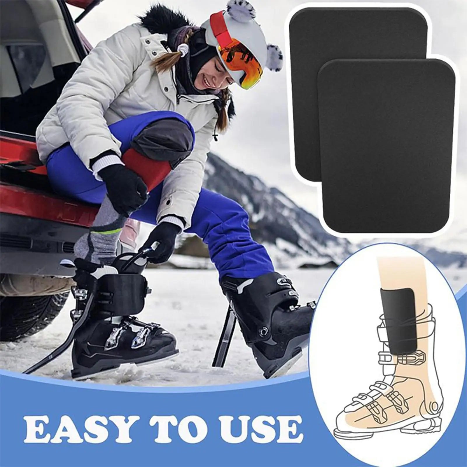 4 Ski Boot Liner Guards Elastic Shin Padding Cushion Protector