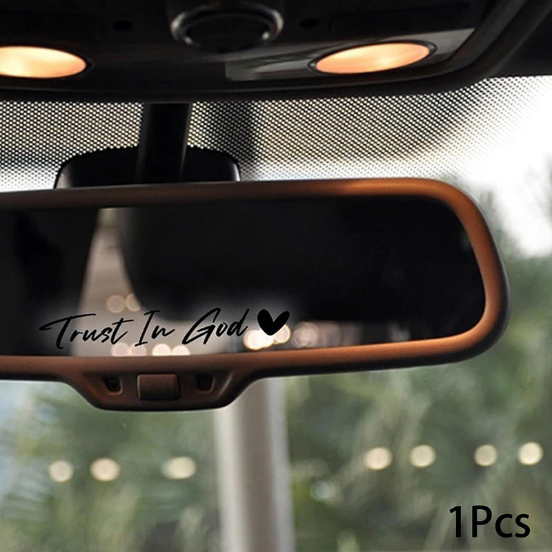 Trust in God Heart Car Mirror Sticker – Waterproof Decal