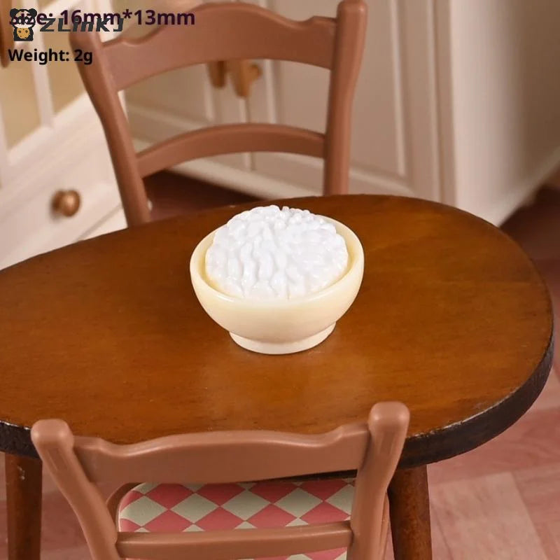 ▶1Set Dollhouse Miniature Chinese Dishes Food Bowl Rice Models DIY Dolls House Kitchen Decoration Zpaxo