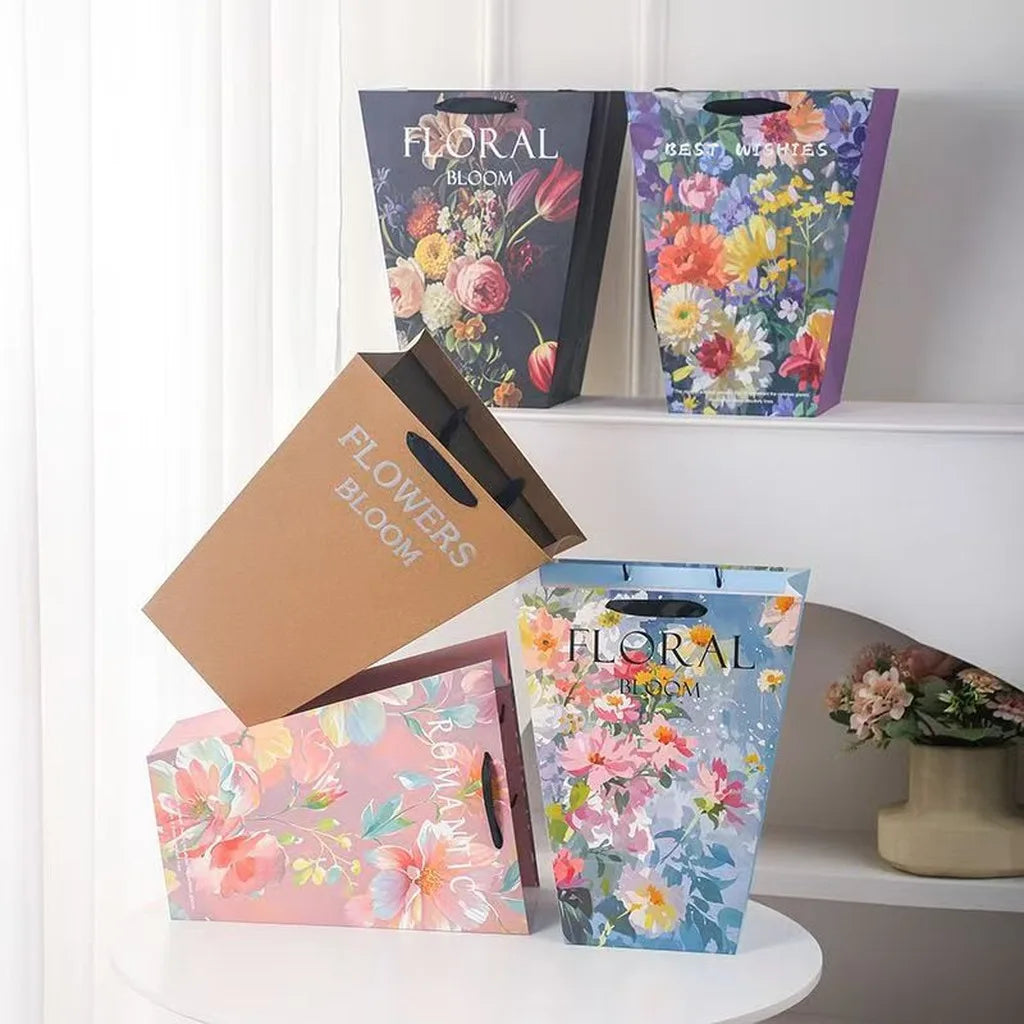 Trapezoid Flower Carrying Bag – Floral Cardboard Bouquet Gift Bag Flower Gift Bag Zpaxo