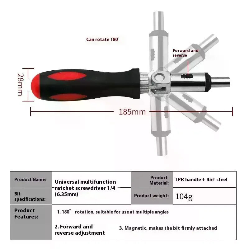 1 Hex Interface Multi-function Magnetic Bit Ratchet Screwdriver Angle Zpaxo