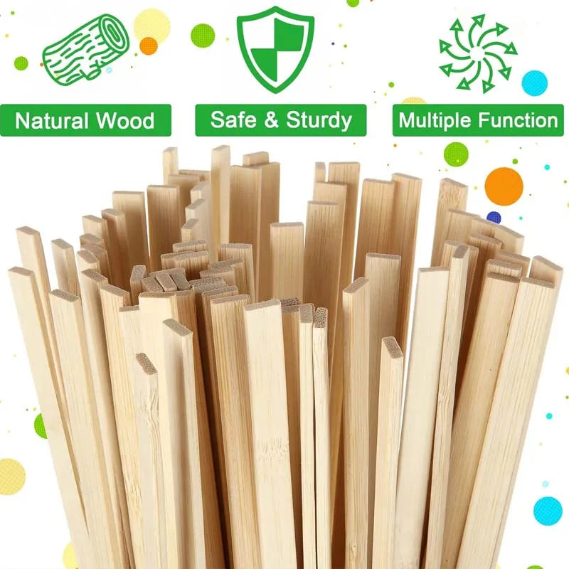 10pcs Wooden Sticks, Wide Flat Sticks, Wooden Paint Sticks Wood Strips for Craft Projects Zpaxo