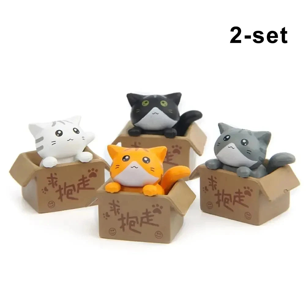 4pcs Mini Cat Ornament Garden Kitten Statue Gift For Kids Children Baby Room Cute Kawaii Toy Miniature Figurines Home Decoration Zpaxo two-set