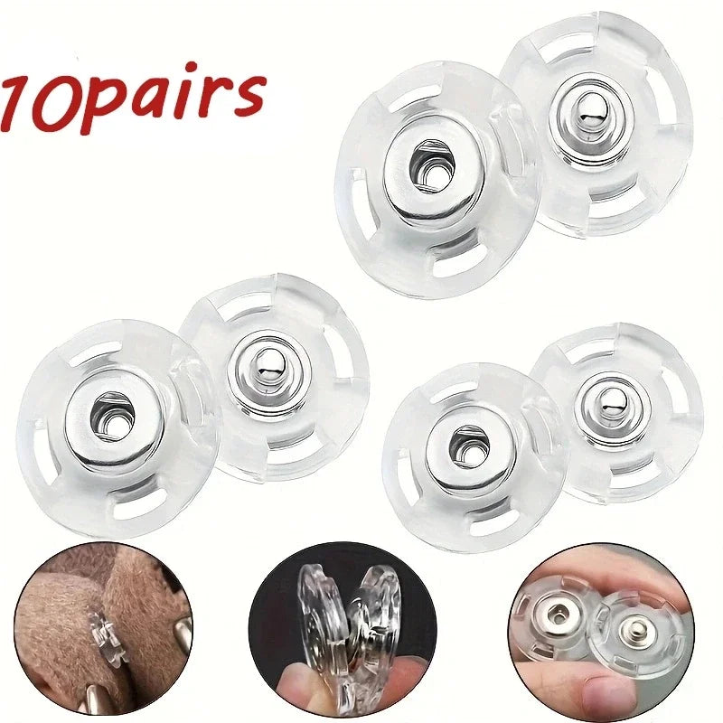 10Pair Transparent Fastener Sewing Accessories Invisible Acrylic Snap Fastener Round DIY Press Stud Zpaxo
