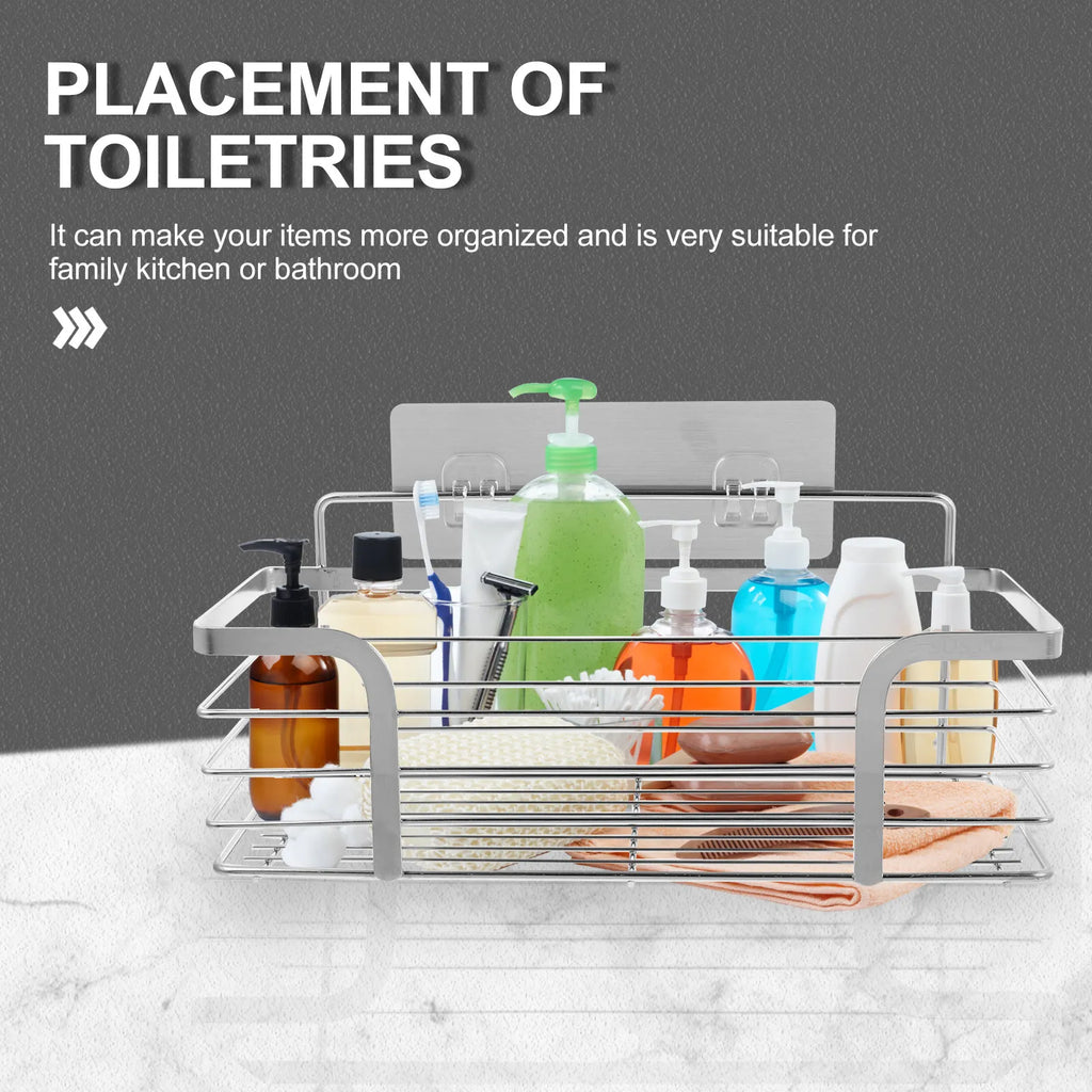 Stainless Steel Wall Mounted Storage Rack Punch-free Easy Install
