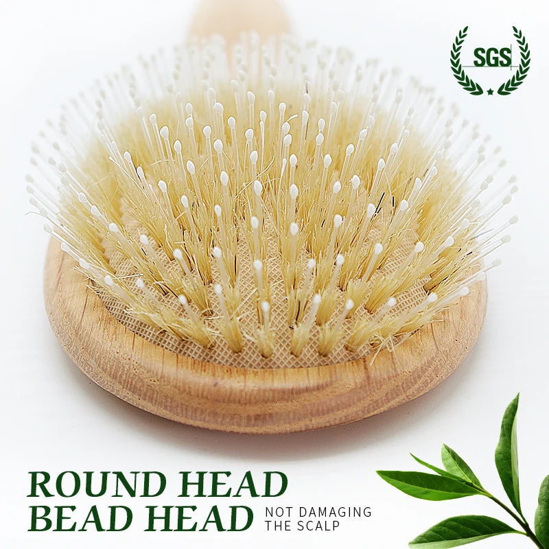 Boomslife Custom Name Boar Bristle Hair Brush Mix Nylon Oak Wood Comb for Hair Women Scalp Massage Detangling HairBrush Barber Zpaxo