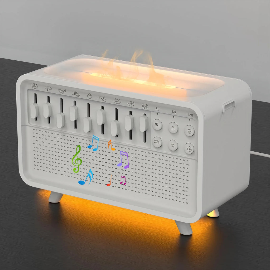 LED Timer Essential Oils Humidifier White Noise Speaker with 8 Nature Sounds Sleep Sound Machine for Room Bedside Night Light Zpaxo