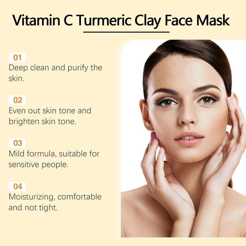 Vitamin C Turmeric Mud Mask Exfoliating Facial Mask Improve Pore Deep Cleansing Nourishing Hydrating Glowing Skin Care Clay Mask Zpaxo