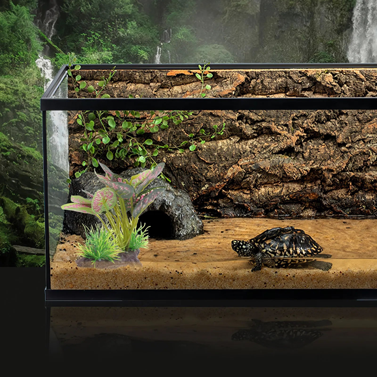 Realistic Lifelike Artificial Reptile Plant Decor Terrarium Aquarium
