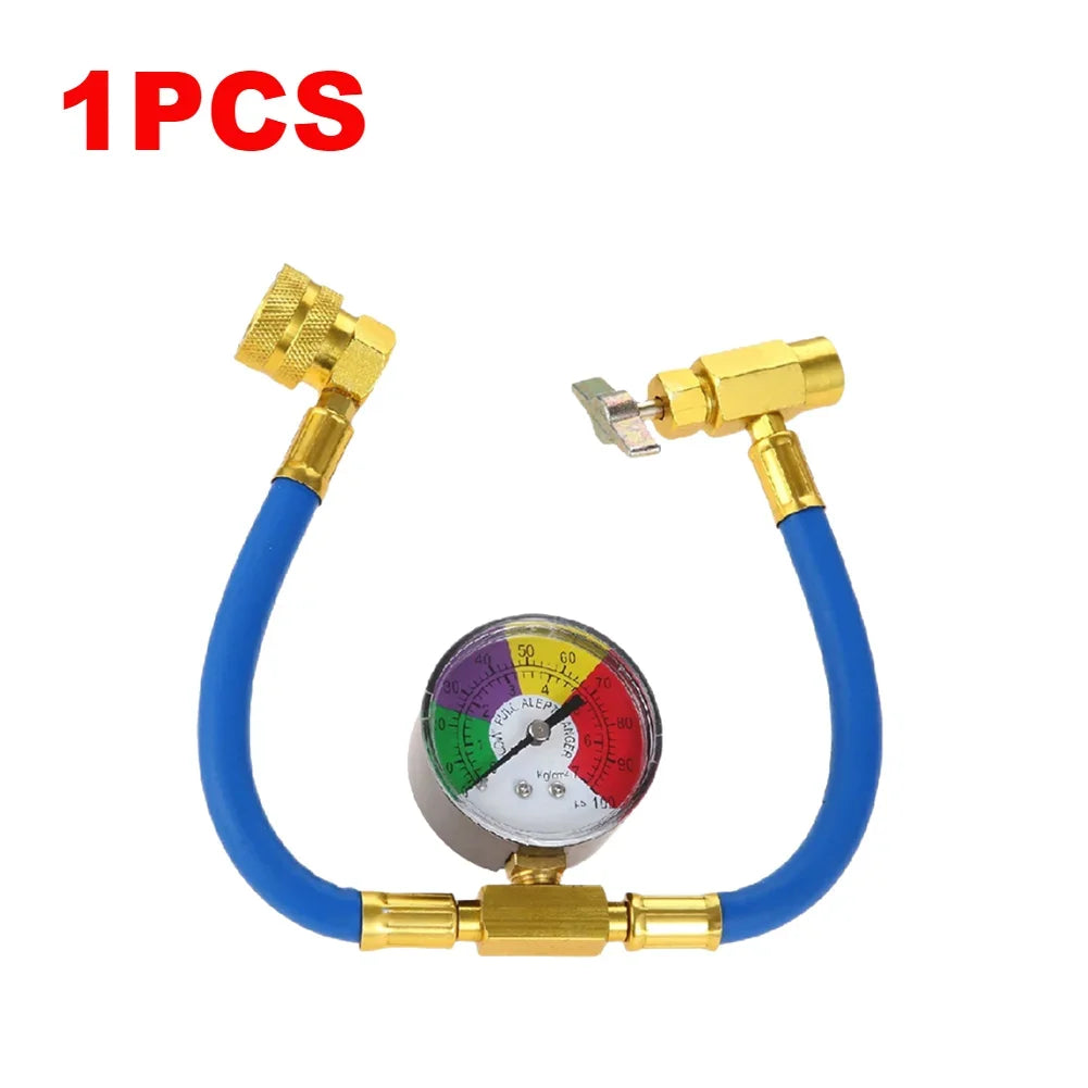 R134A Air Conditioner Gas Cooler with Pressure Gauge Refrigerant Gas Refill for Car Automobile Refrigerant Charging Hose Zpaxo 1PC