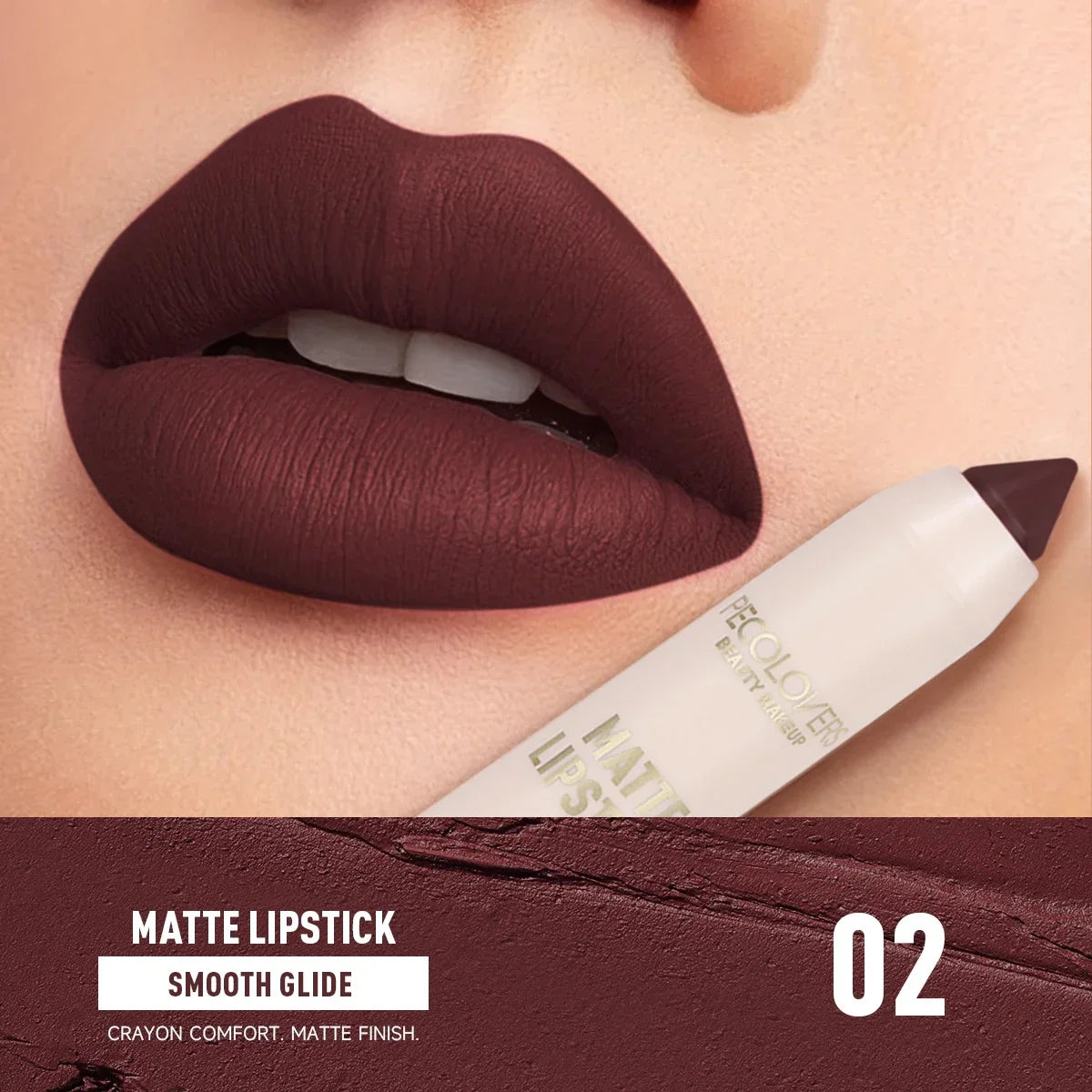 Matte Crayon Lipstick-long-lasting Easy Moisturizing Versatile Lip Zpaxo 02