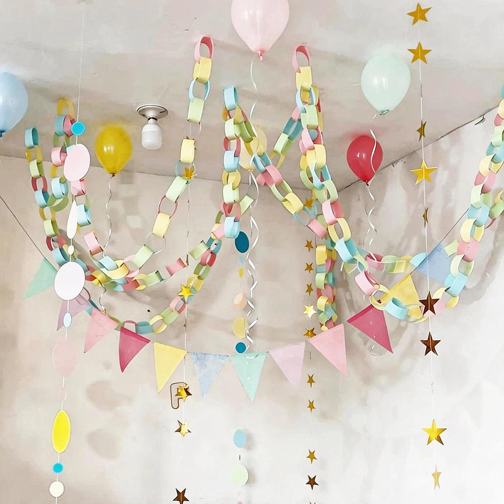 Colorful Paper Chain Garland Strips Double Sided Tape DIY Zpaxo