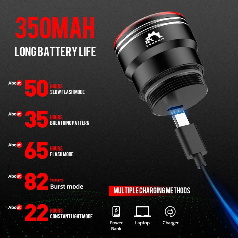Bicycle Taillights USB Charging Intelligent Sensing Vibrate Brake Lights Mountain Road Bike Night Riding High Brightness Warning Zpaxo