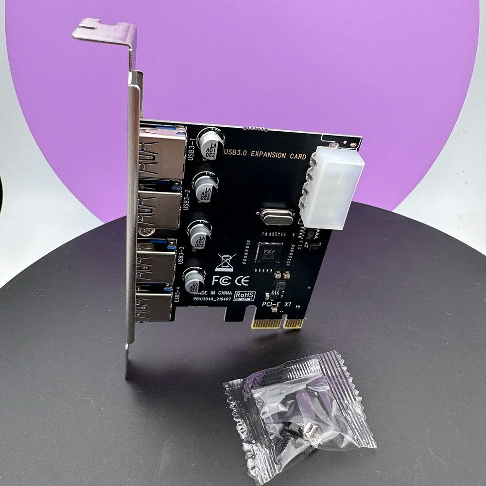 PCI-E To USB 3.0 HUB PCI Express Expansion Card Adapter 4 Port 5 Gbps Speed USB 3 0 PCI E PCIe Express 1x For Desktop Zpaxo Default Title