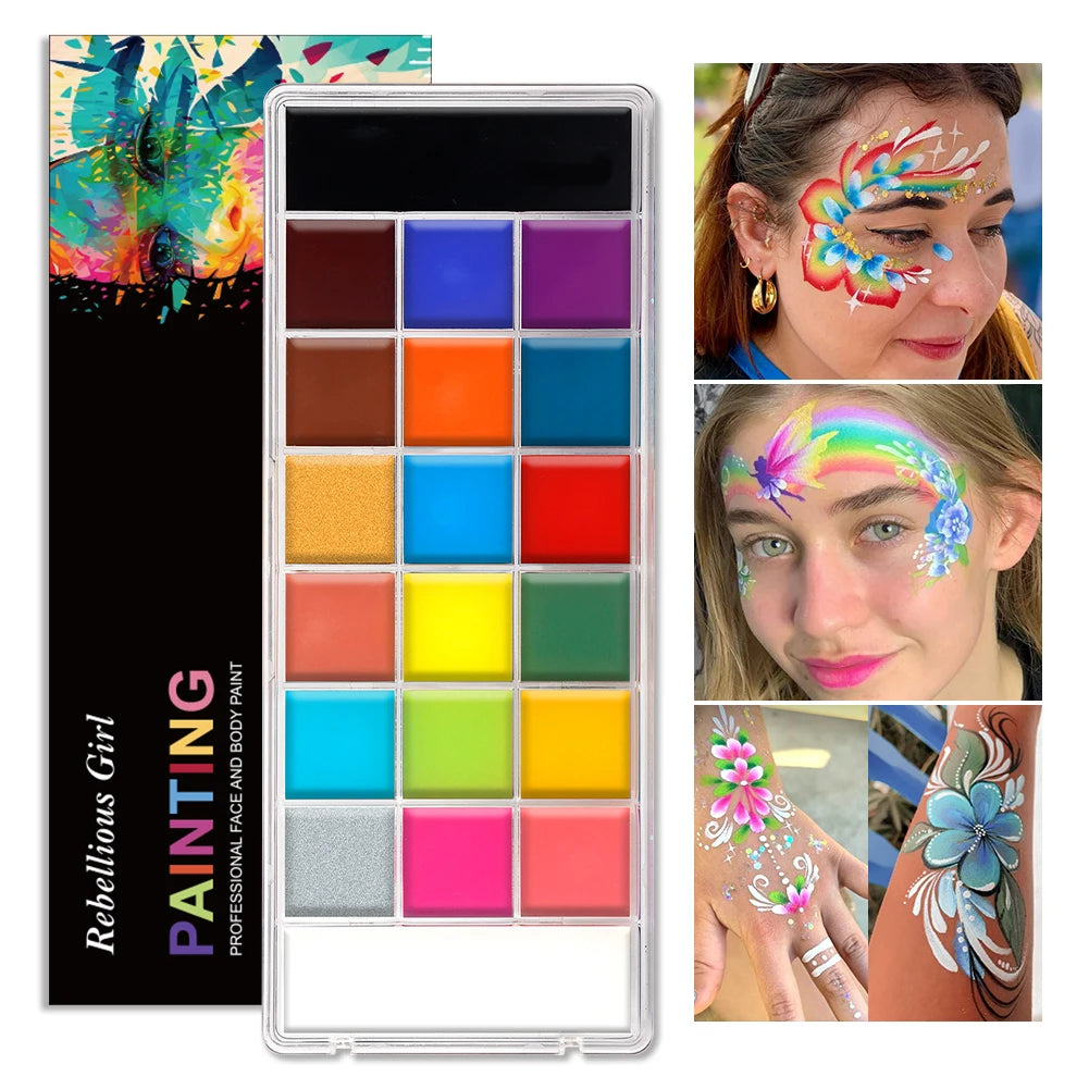 20 Color Professional Face & Body Paint Palette,Long Lasting Face Painting Cosmetic For Halloween Special Effects&Cosplay Makeup Zpaxo