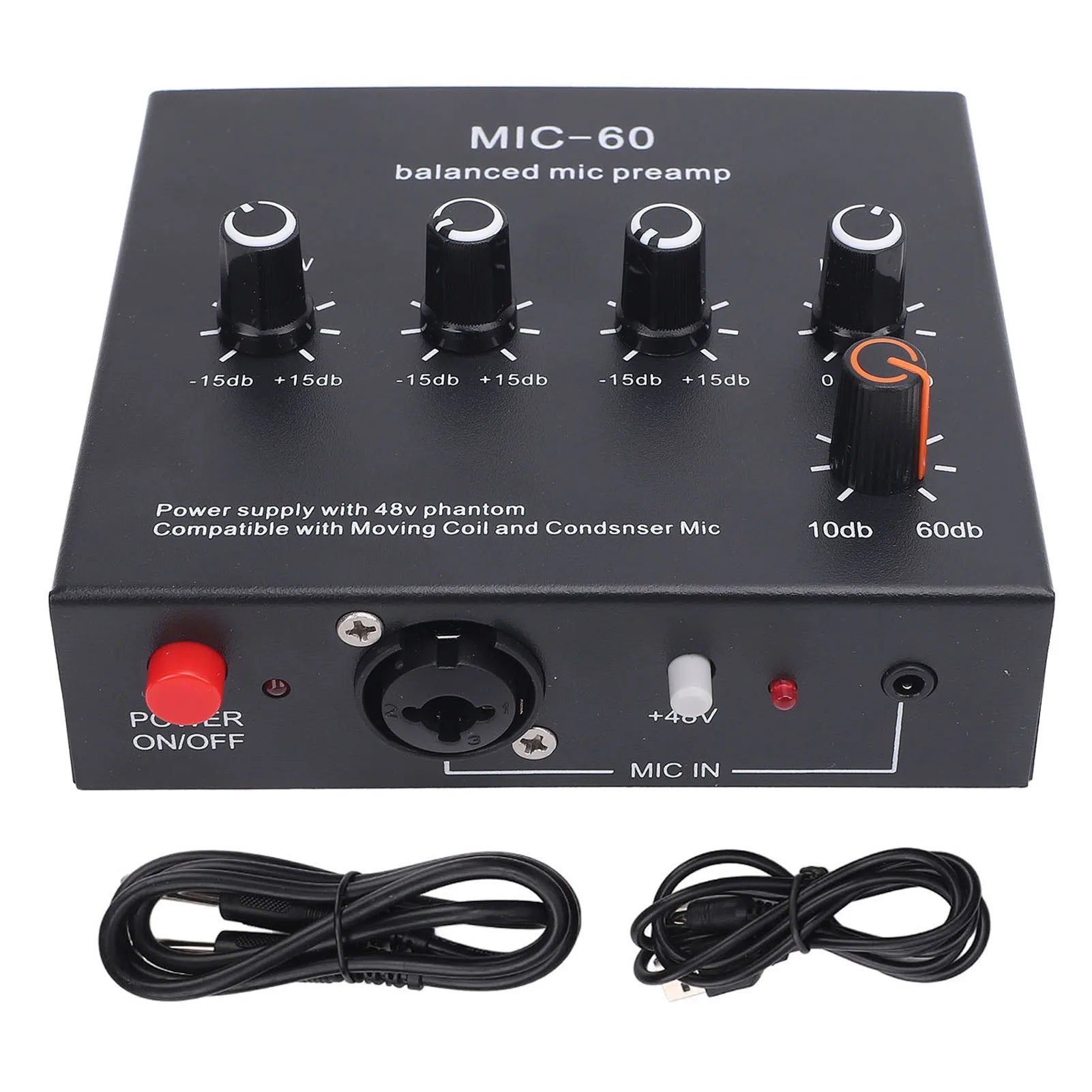 Balanced Mic Preamp 60db Gain Portable Enhance Sound Aluminum Alloy