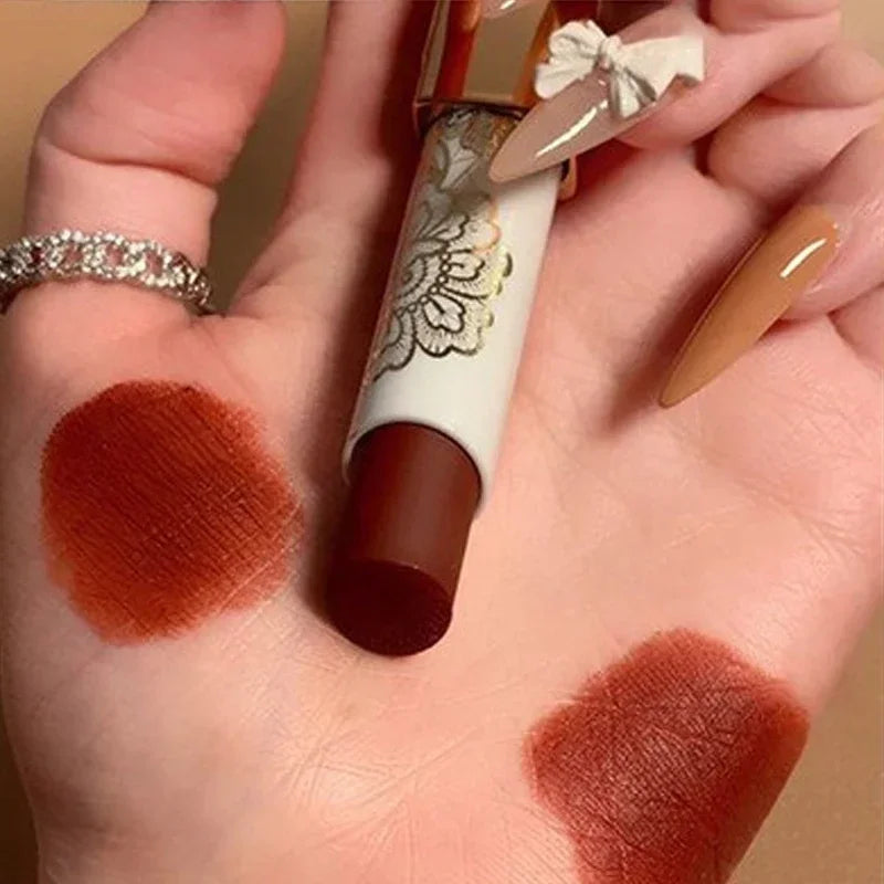 6 Color Lace Lipstick Waterproof Matte Brick Red Lipstick Non-Stick Cup Lasting Velvet Lip Balm Highly Pigmented Lips Cosmetic Zpaxo