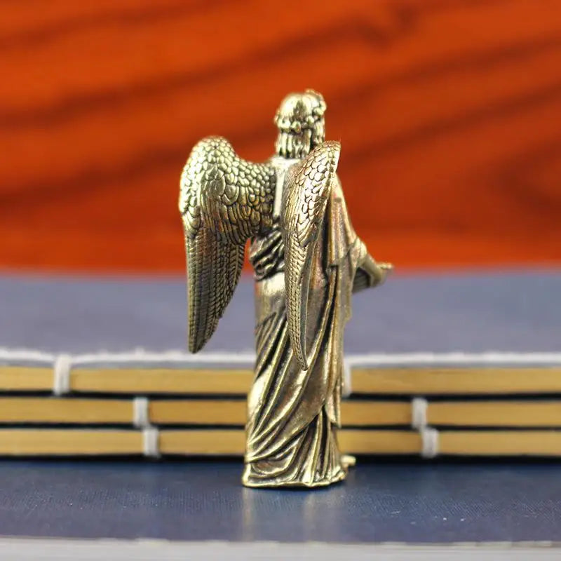 Brass Angel Statue Figurines Creative Crafts Desktop Ornaments Metal Zpaxo B1