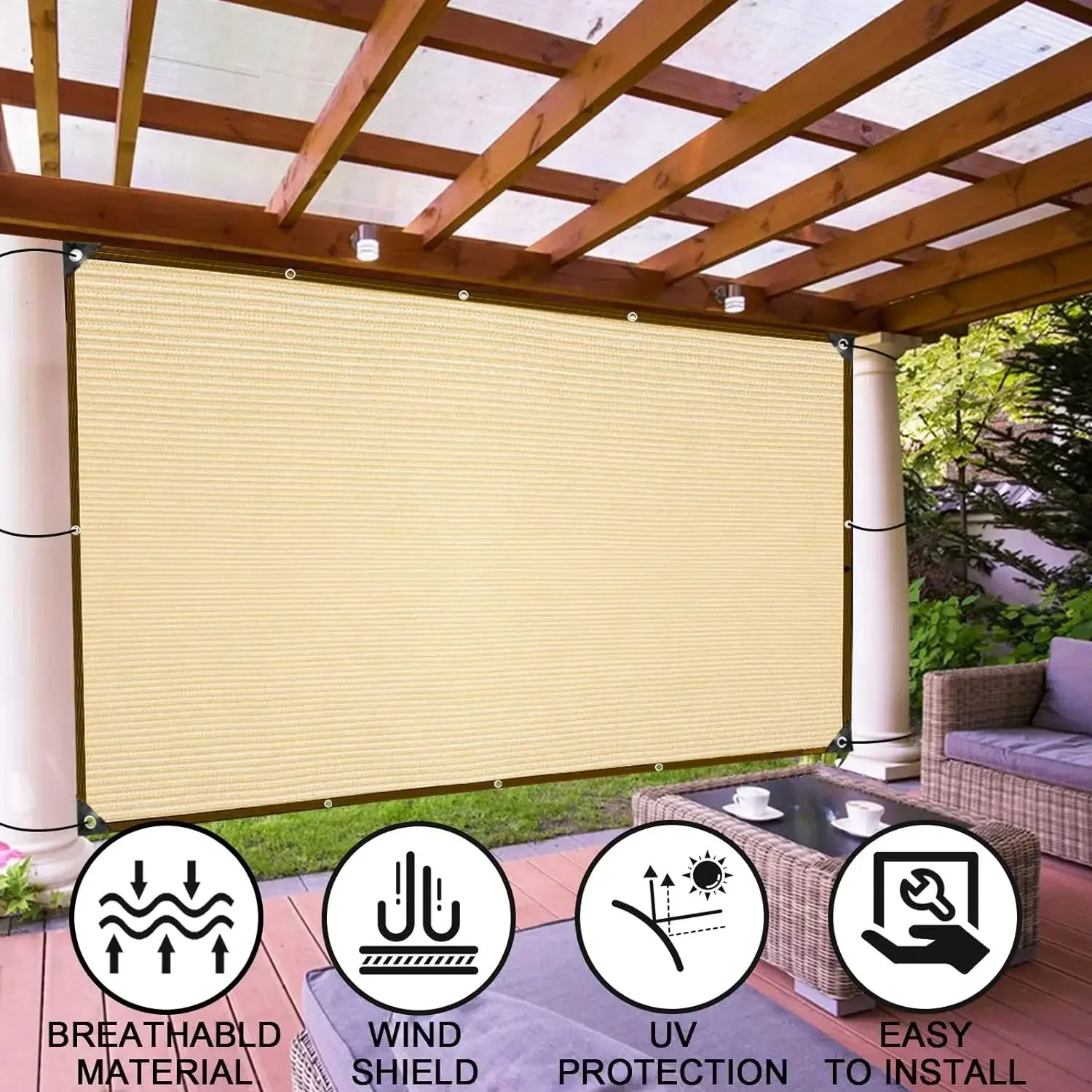 Adjustable Brown Sun Shade Sail Garden Outdoor UV Resistant Durable