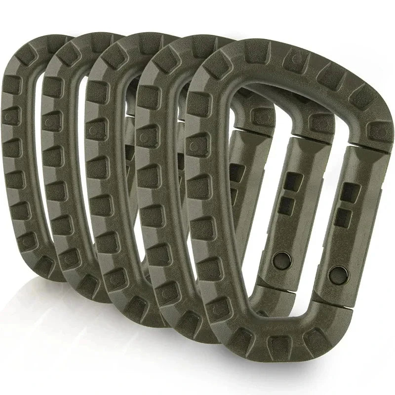 Tactical Carabiner Clip Set – D-Shape Spring Hook Keychain 5/10/15Pcs