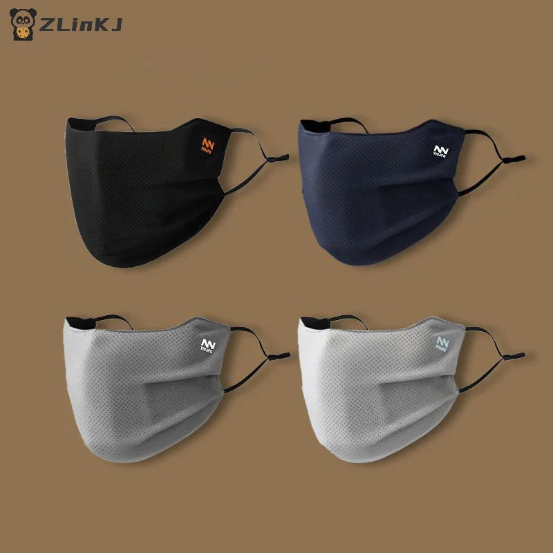 ▶1Pc Sun Protection Face Mask For Men Reusable Breathable UV Face Shield Solid Color Washable Face Mask Summer Cycling Face Mask Zpaxo