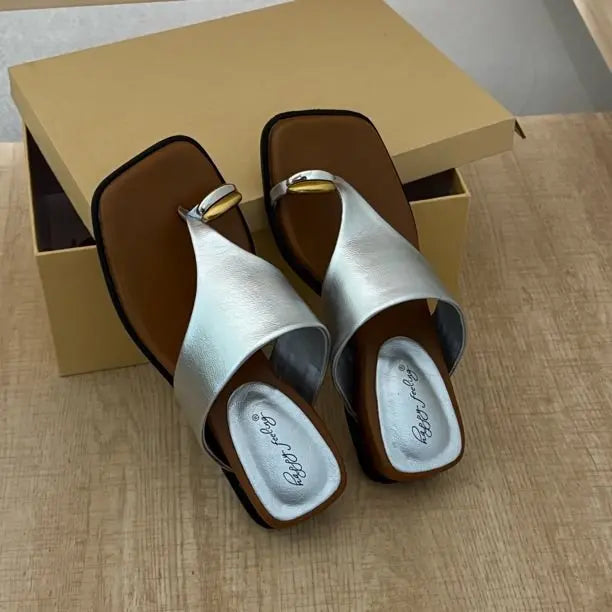 Platform Wedges Heel Clip Toe Women Slippers Concise Dress Street Style Slides Summer Ladies Outdoor Sandalias Zpaxo 35 Silver