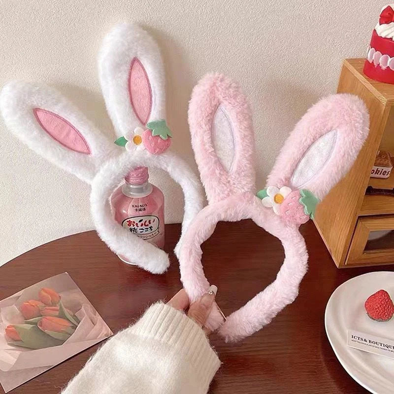 Rabbit Ear Headband Hat Strawberry Flower Bunny Hair Band Happy Zpaxo