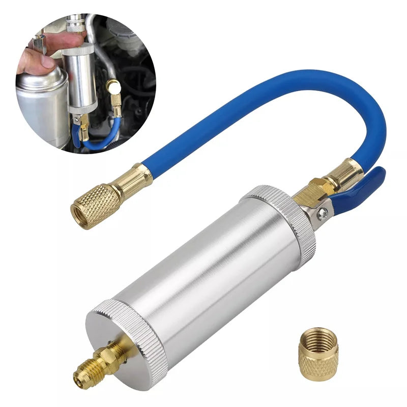 R12 R134A R22 Air Conditioning Car Oil Injection Dye Injection Tool 2 Ounce 1/4" Pure Liquid Oil Coolant Filler Tube Zpaxo Blue one size