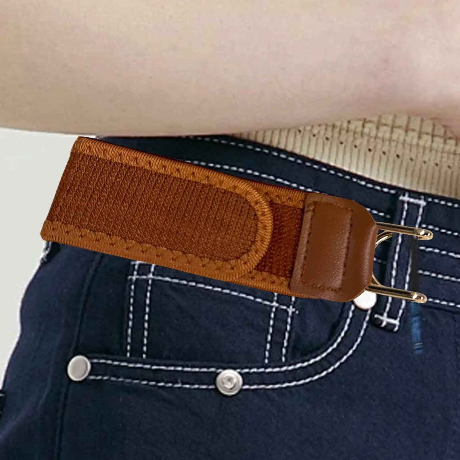 1/2/4PC Buckle-Free Elastic Waist Belt with Metal Hook Adjustable Invisible No-Buckle Design for Men Women Work Travel Outdoor ﻿ Zpaxo