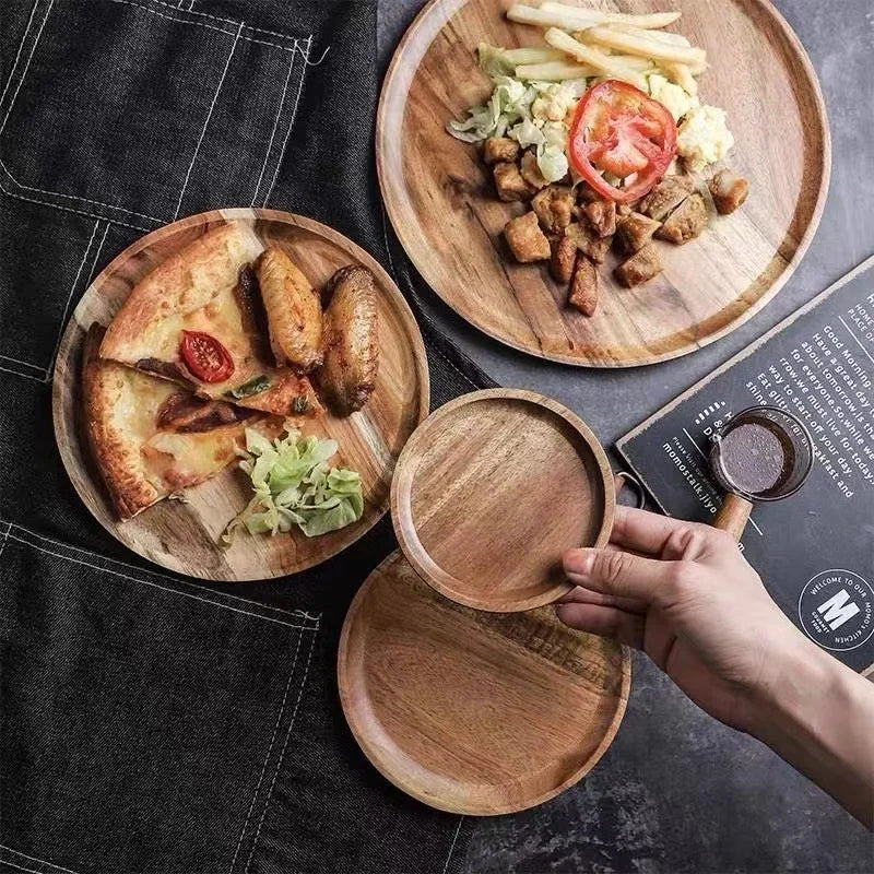 2026 New 15/20/25cm DIY Thinking Wooden Plate Round Tea Wooden Dining Plate Snack Bread Dried Fruit Plate Zpaxo