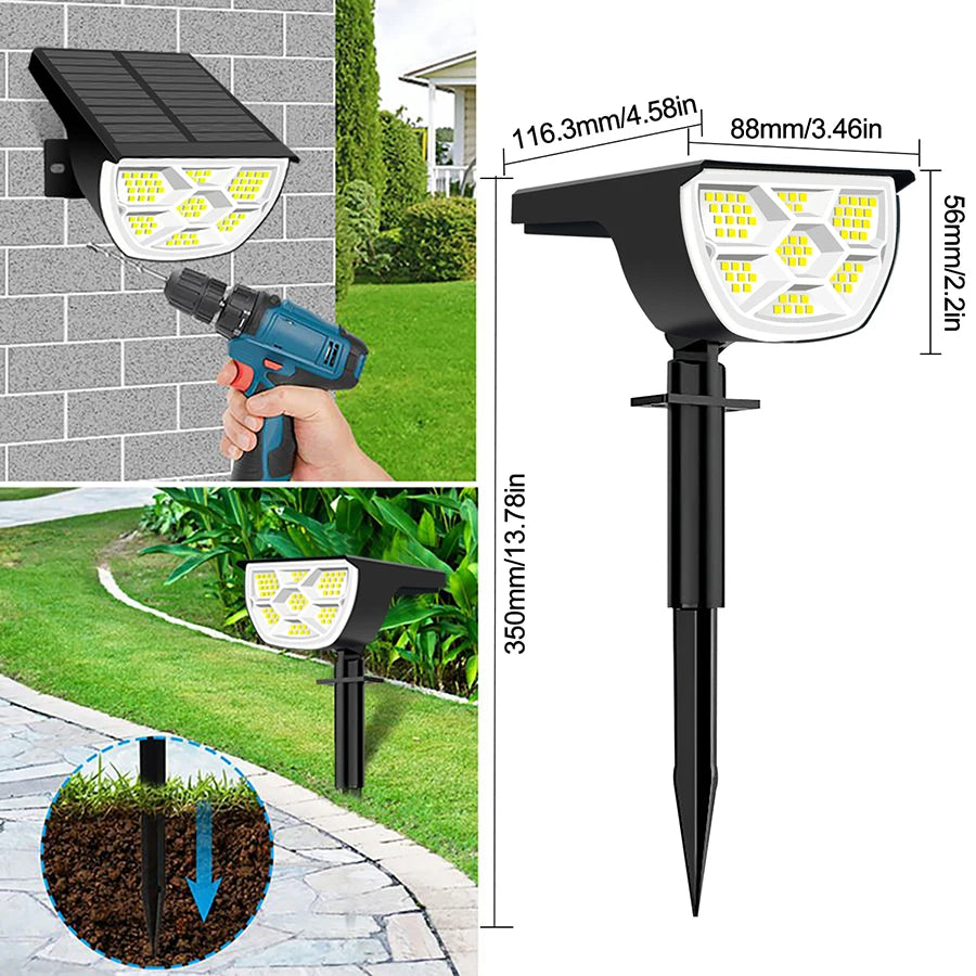 Outdoor 72 68 LED Solar Landscape Spotlights IP65 Waterproof Light 3 Zpaxo