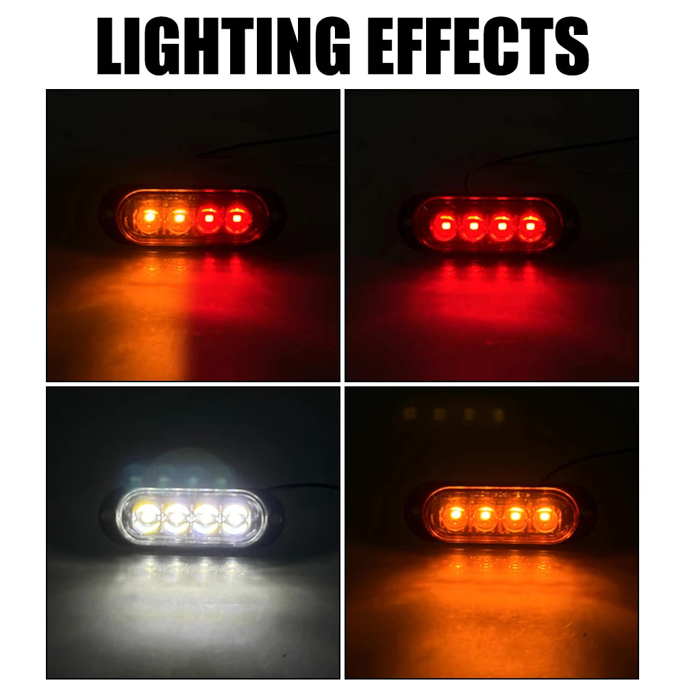 4LED LED Side Light Car Truck Trailer Beacon Lamp Warning Light DC 12V 24V Marker Light Waterproof Zpaxo