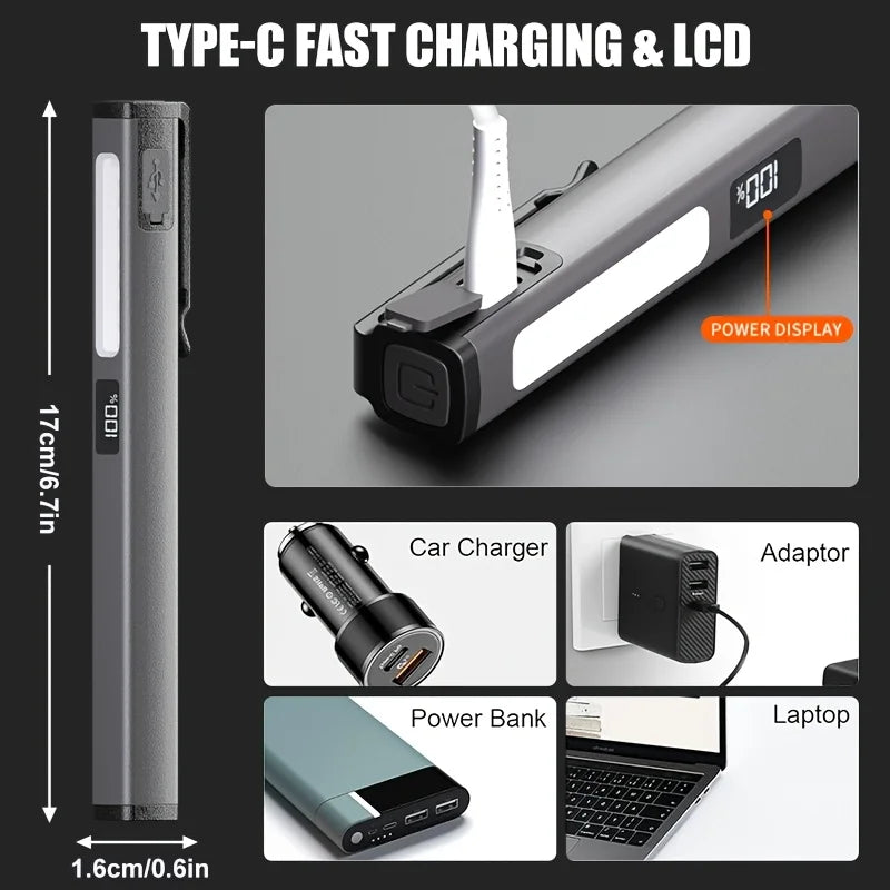 POCKETMAN Magnetic COB Pen Light – USB-C Rechargeable LED Torch
