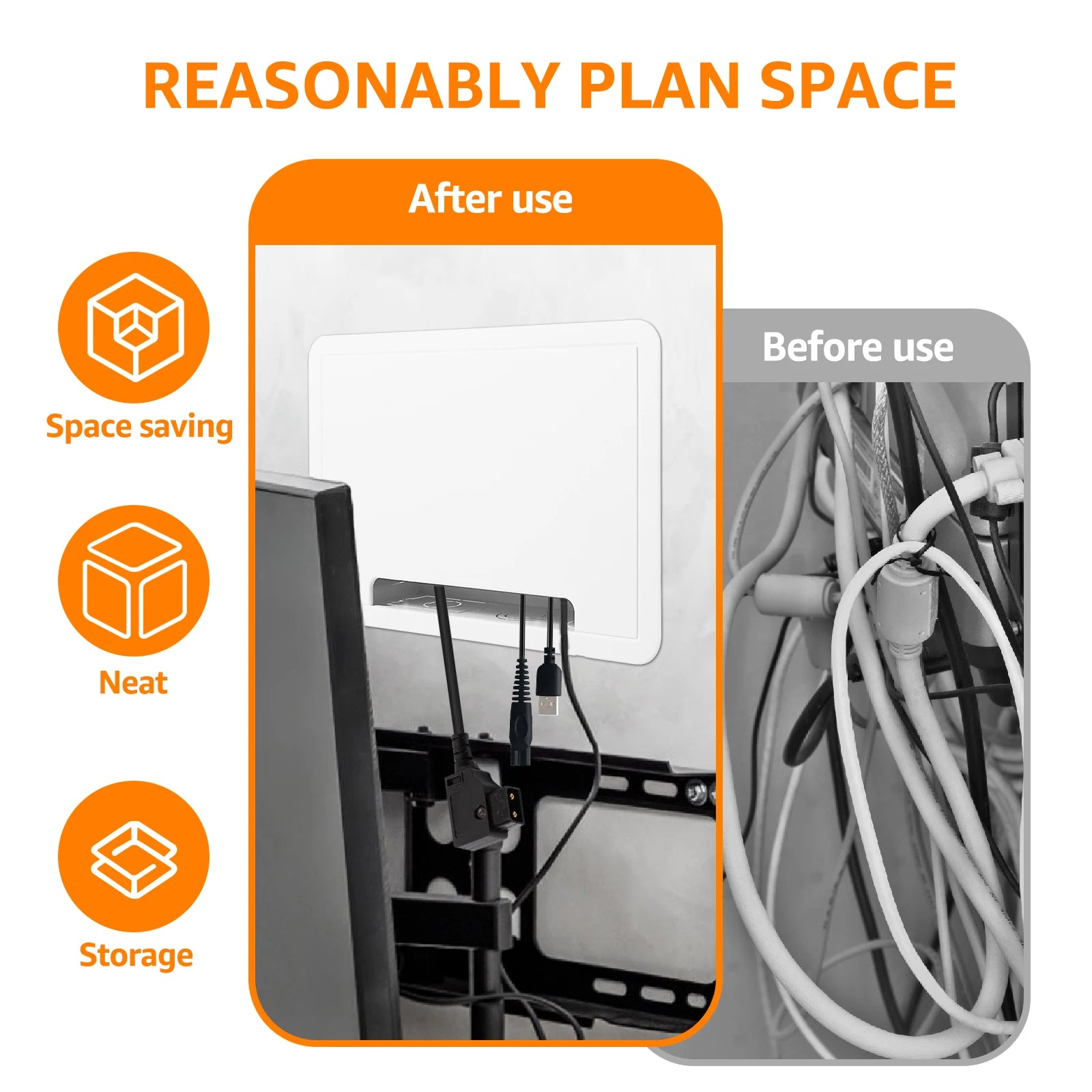 Cable Management Kit 9inch in-Wall TV Media Box Recessed TV Outlet & Network Enclosure in-Wall Enclosure, TV Home Theater Box Zpaxo