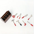 9-Piece 1:12 Dollhouse Miniature Toolbox Set – Handmade Wood Tools Dollhouse Miniature Set Zpaxo Brown