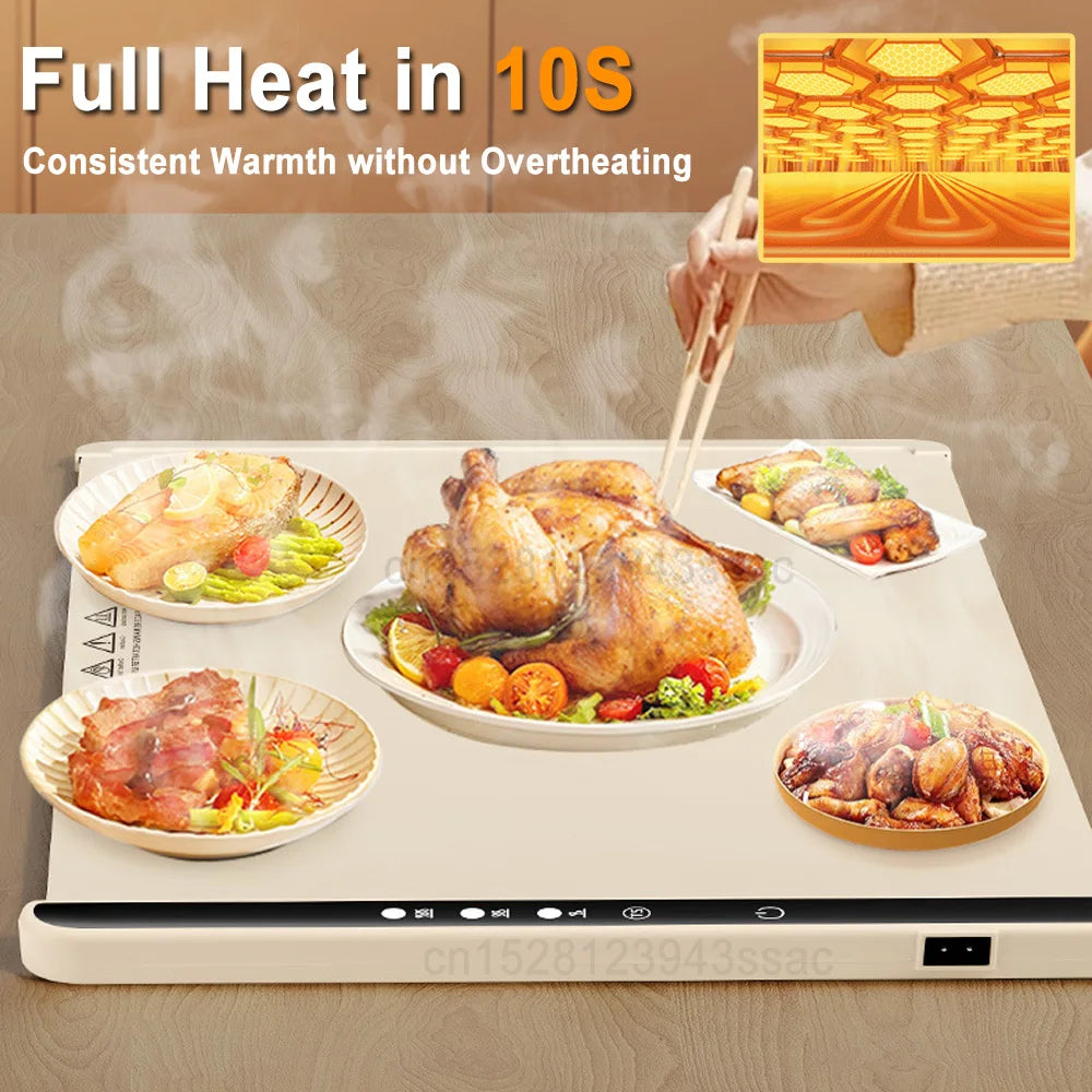 Electric Warming Tray Food Warmer Plate Foldable Portable Smart Fast