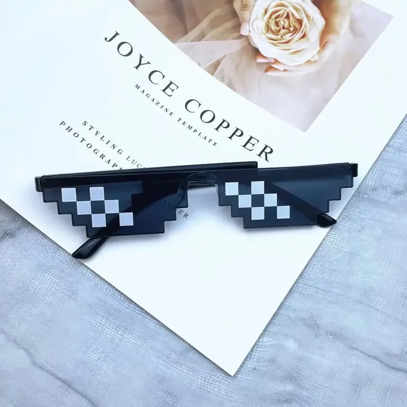 Pixel Mosaic Sunglasses – Retro Gamer Robot Cosplay Party