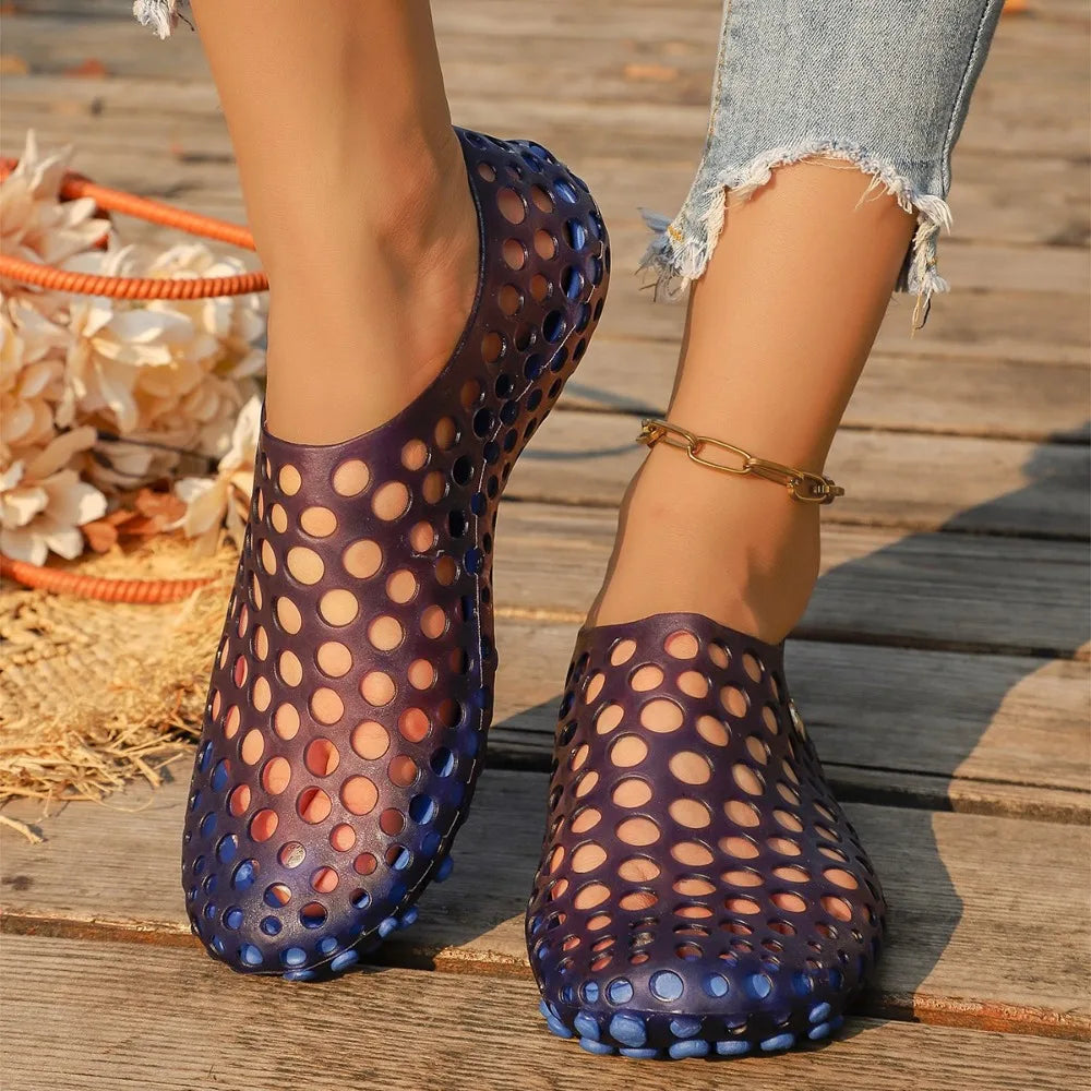 Women Fashion Elegant Perforated Hollow Out Breathable Flexible