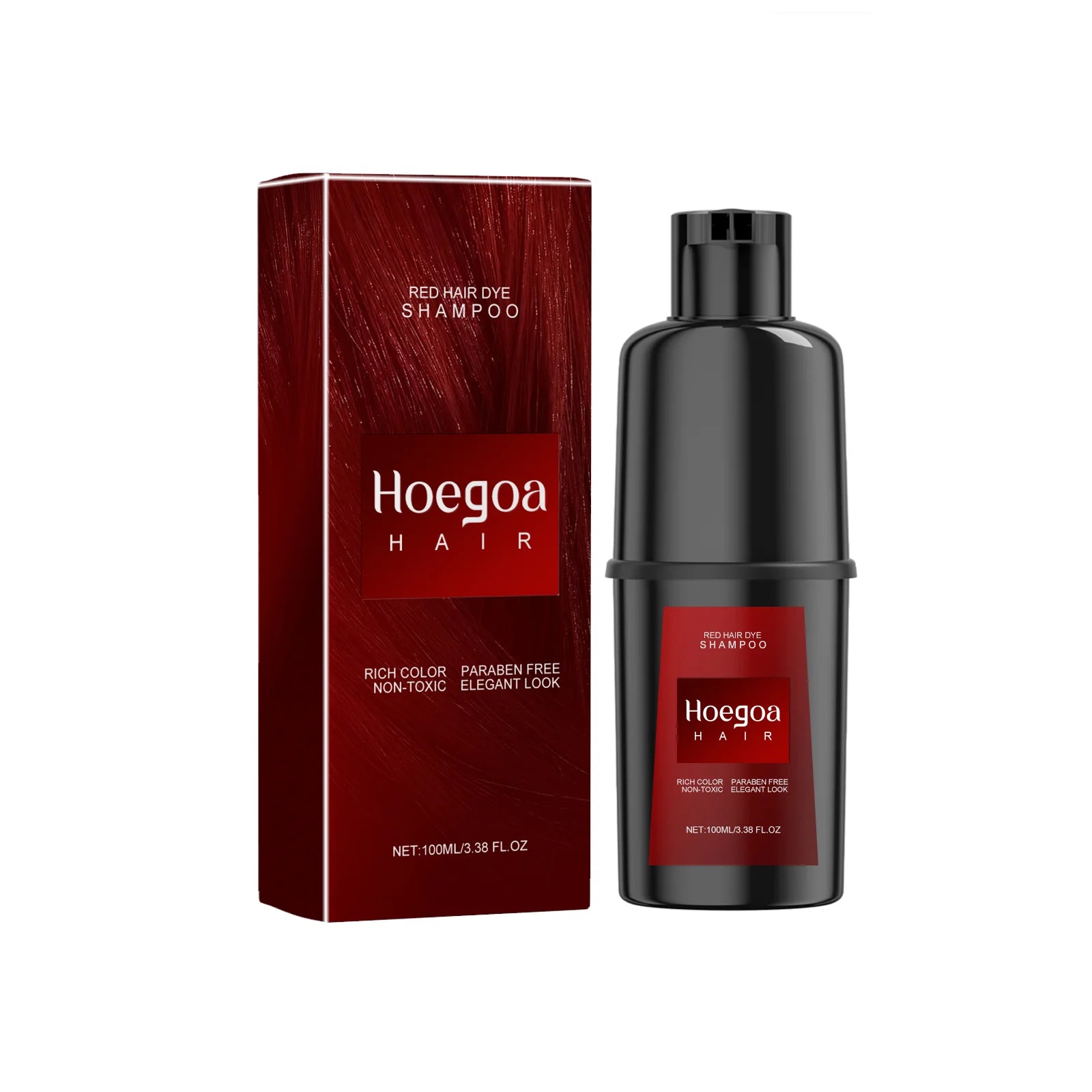 HOEGOA Herbal Hair Dye Shampoo – Red, Purple, Brown, Black Hair Dye Shampoo Zpaxo Red