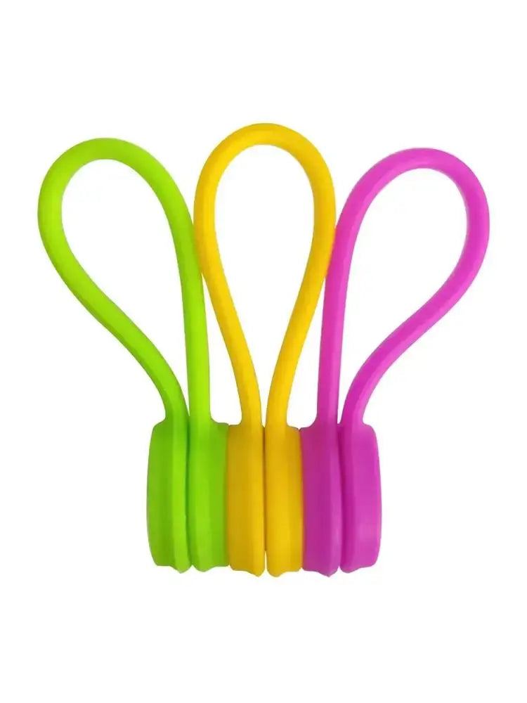 Silicone Magnetic Cable Ties Silicone Management Ties Magnet Twist Ties Reusable Cord Clips Bundling Organizing Headphones Cord Zpaxo Multicolor 3pcs