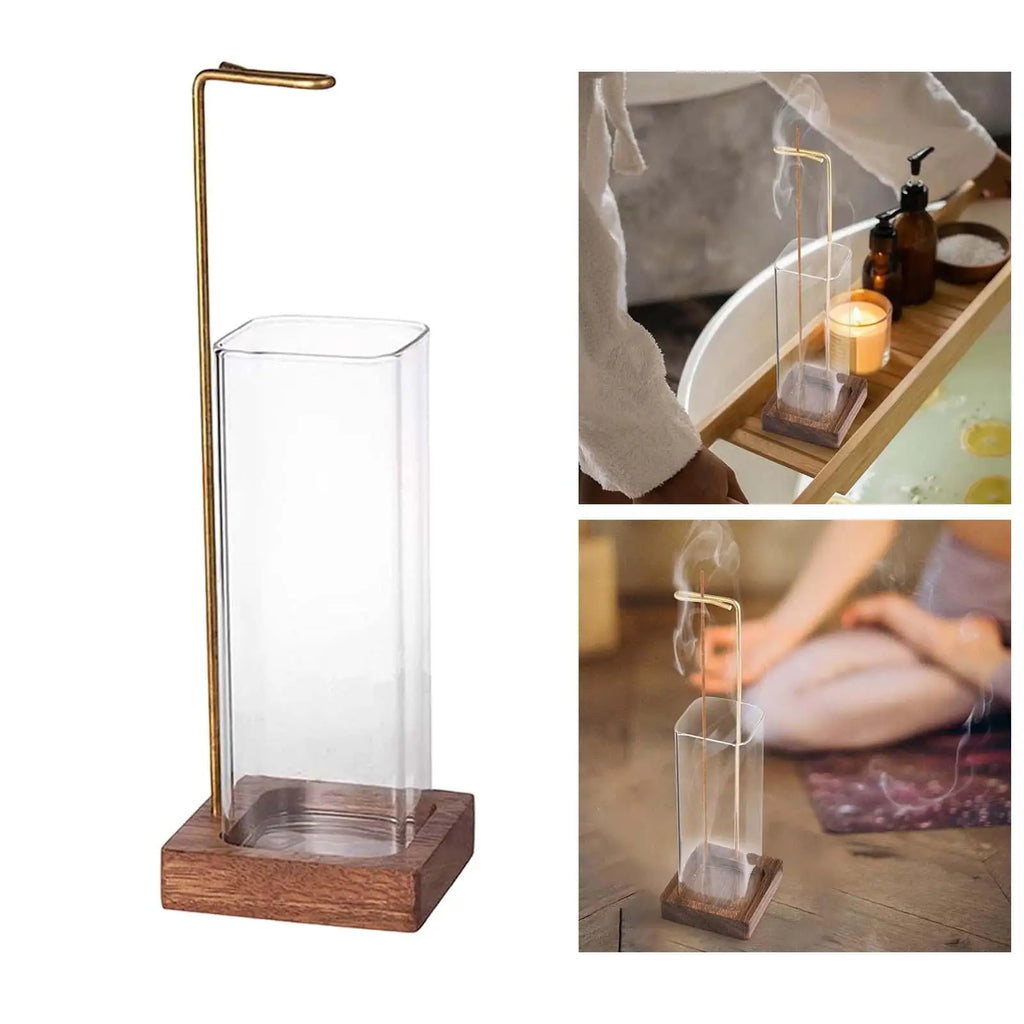 Holder Sticks Glass Catcher Ornament Upside Down Wooden Burner Zpaxo