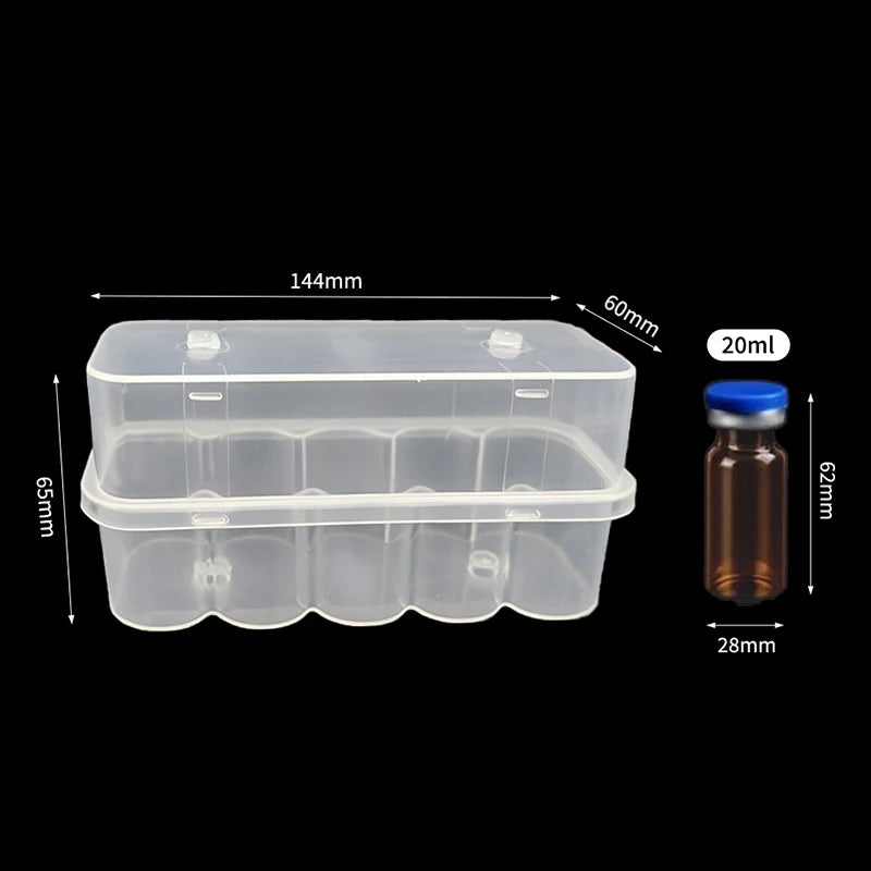 20mL 10-Slot Clear Vial Storage Case – Stackable Freezer Box