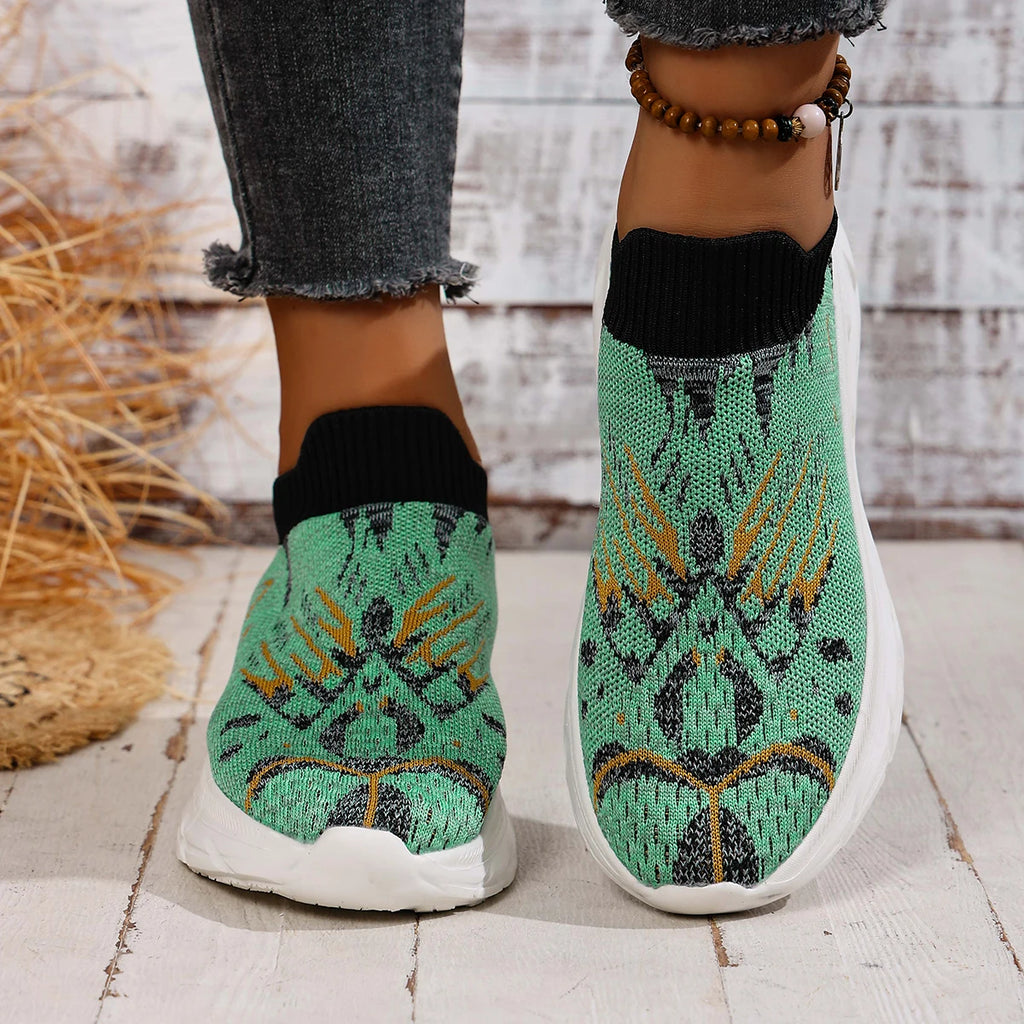 Women Sneakers Spring Casual Knitted Mesh Shoes for Women Breathable Casual Shoes Fashion Comfortable Slip-On Sneakers Women Zpaxo