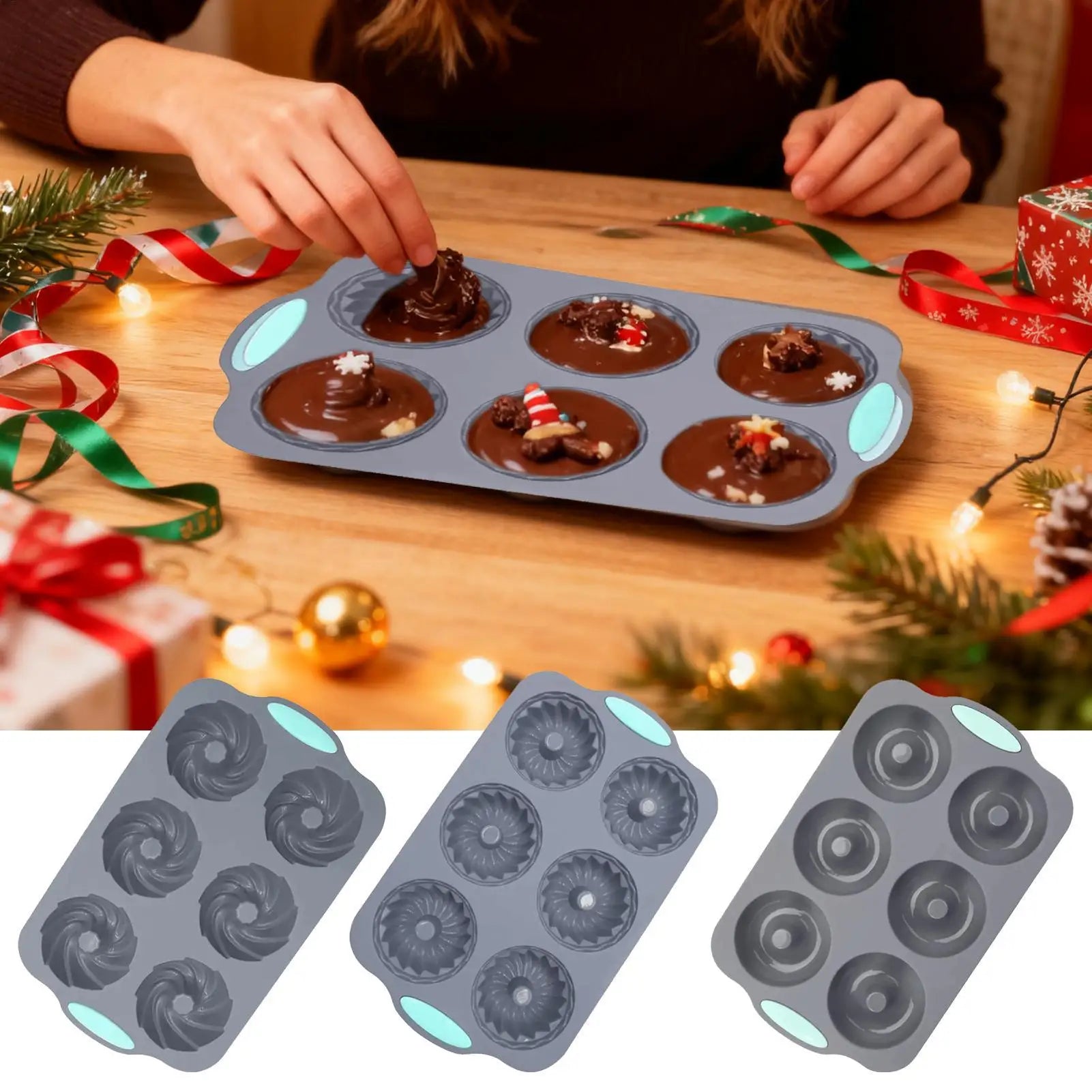 6 Cavity Silicone Mold Reusable Wreath Ice Cubes Tray Birthday