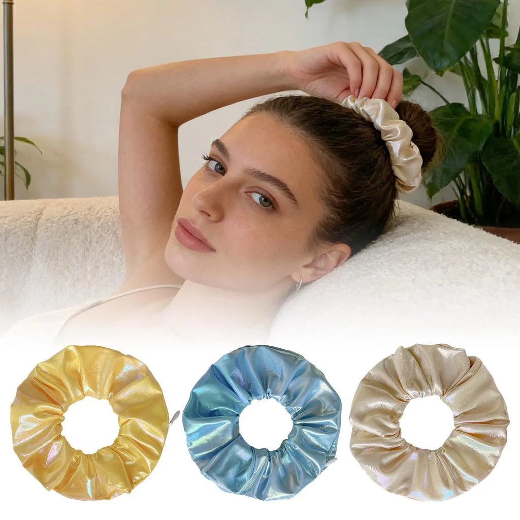 Soft Hair Scrunchies Zipper Pocket Small Elastic Ties Fine Thin Curly