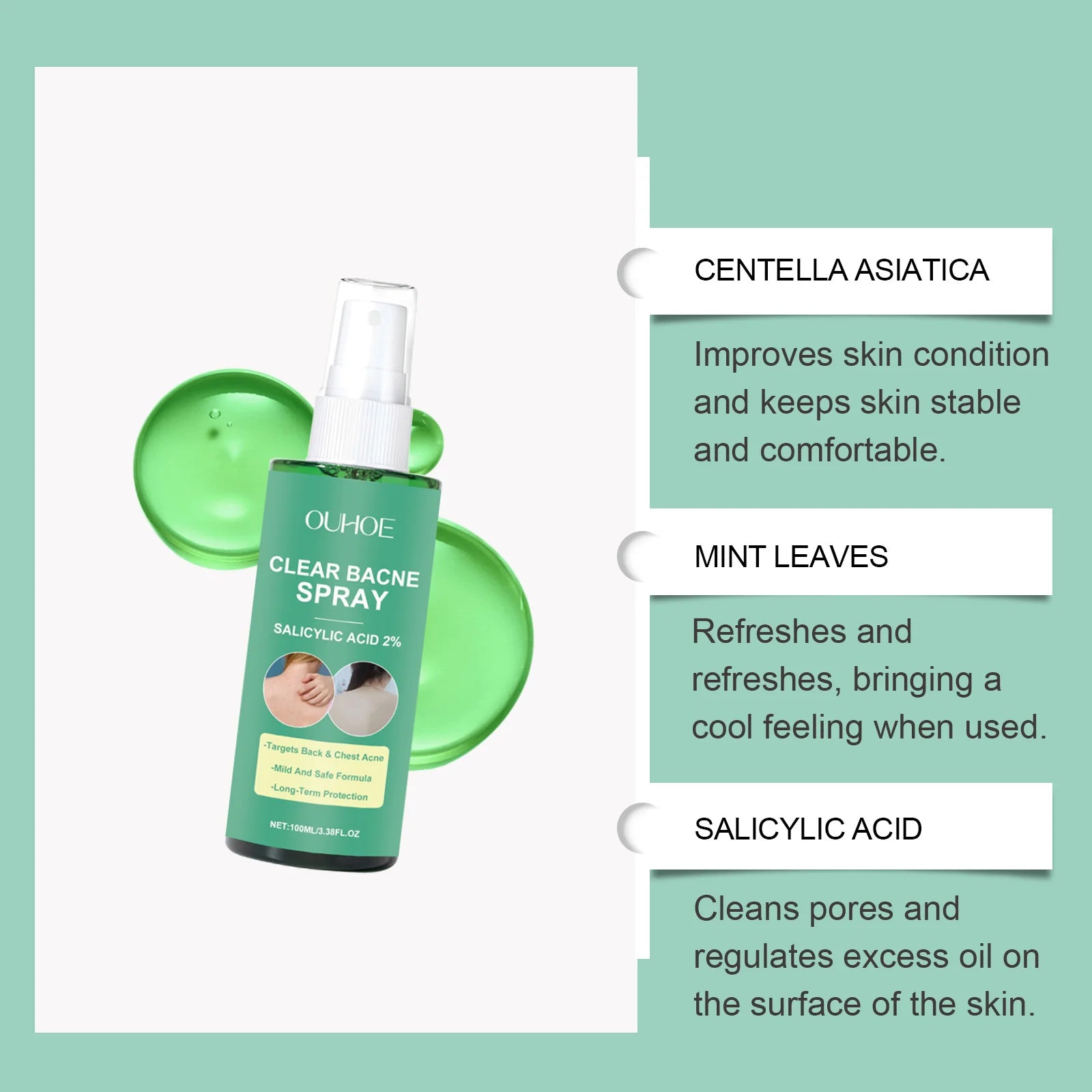 Back Acne Treatment Spray Anti Marks Spot Moisturizing Repairing Soothe Oil Control Shoulder Breast Body Pimples Remover Spray Zpaxo