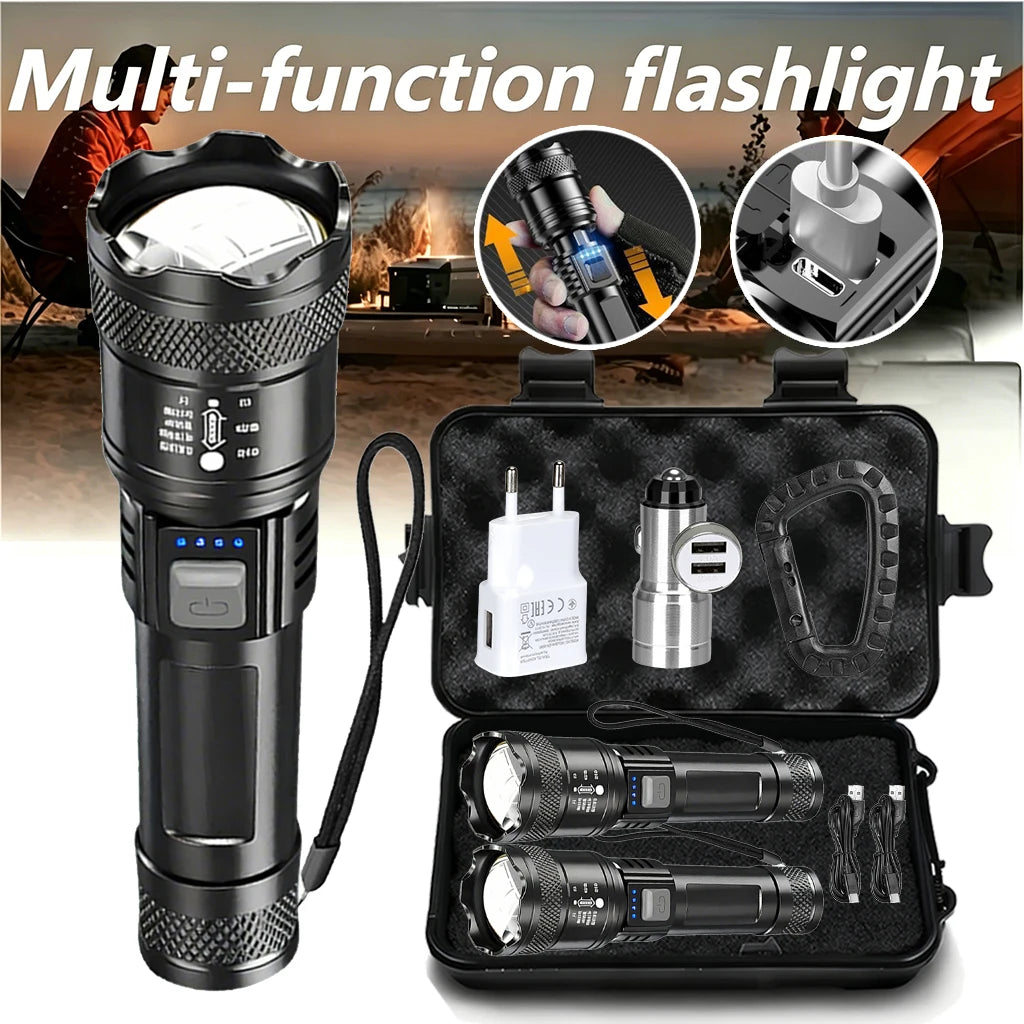 ZHIYU 2000LM Zoomable LED Flashlight – USB-C Rechargeable Torch